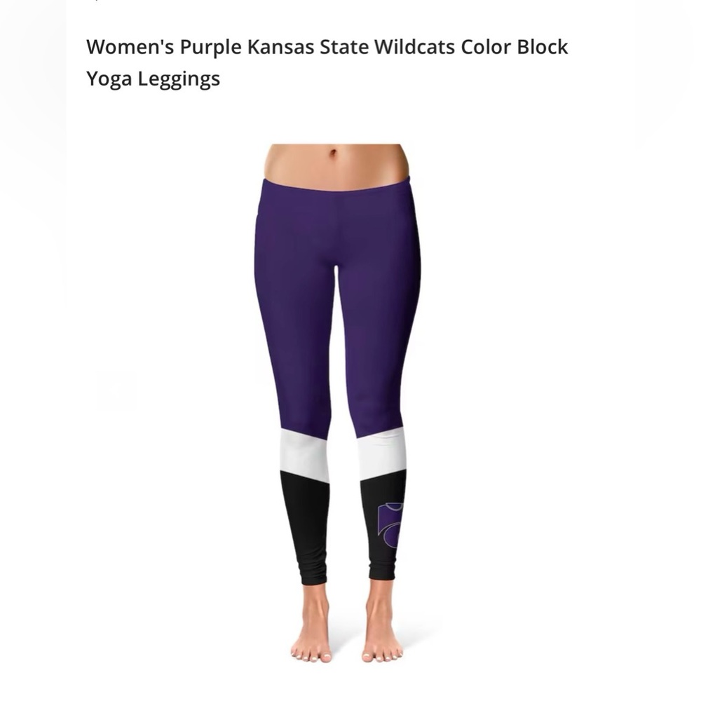 K-State Wildcats Color Block Leggings by Vive La Fete-Size XS